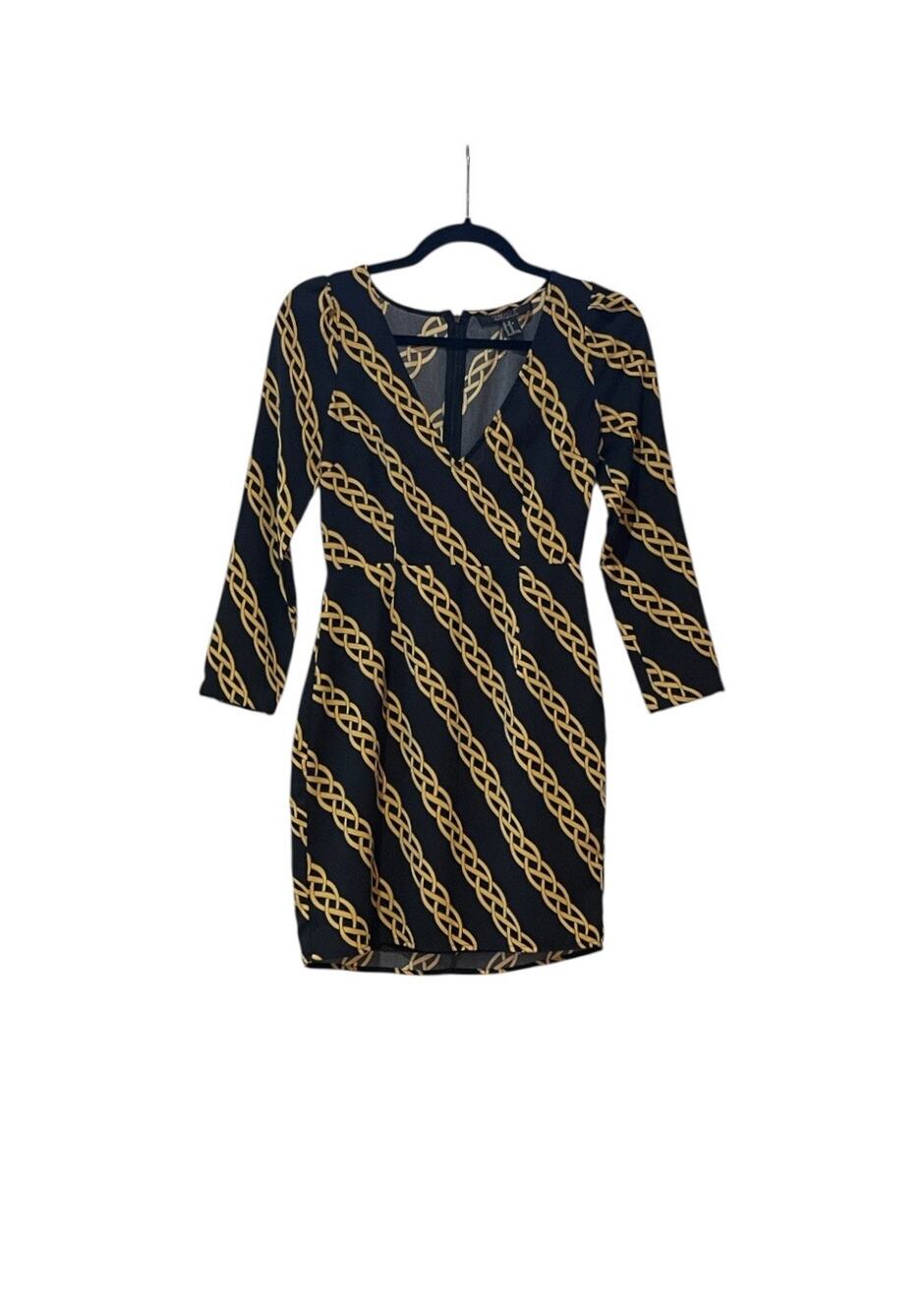 Forever 21 Contemporary Woven Dress Black Gold Size XS